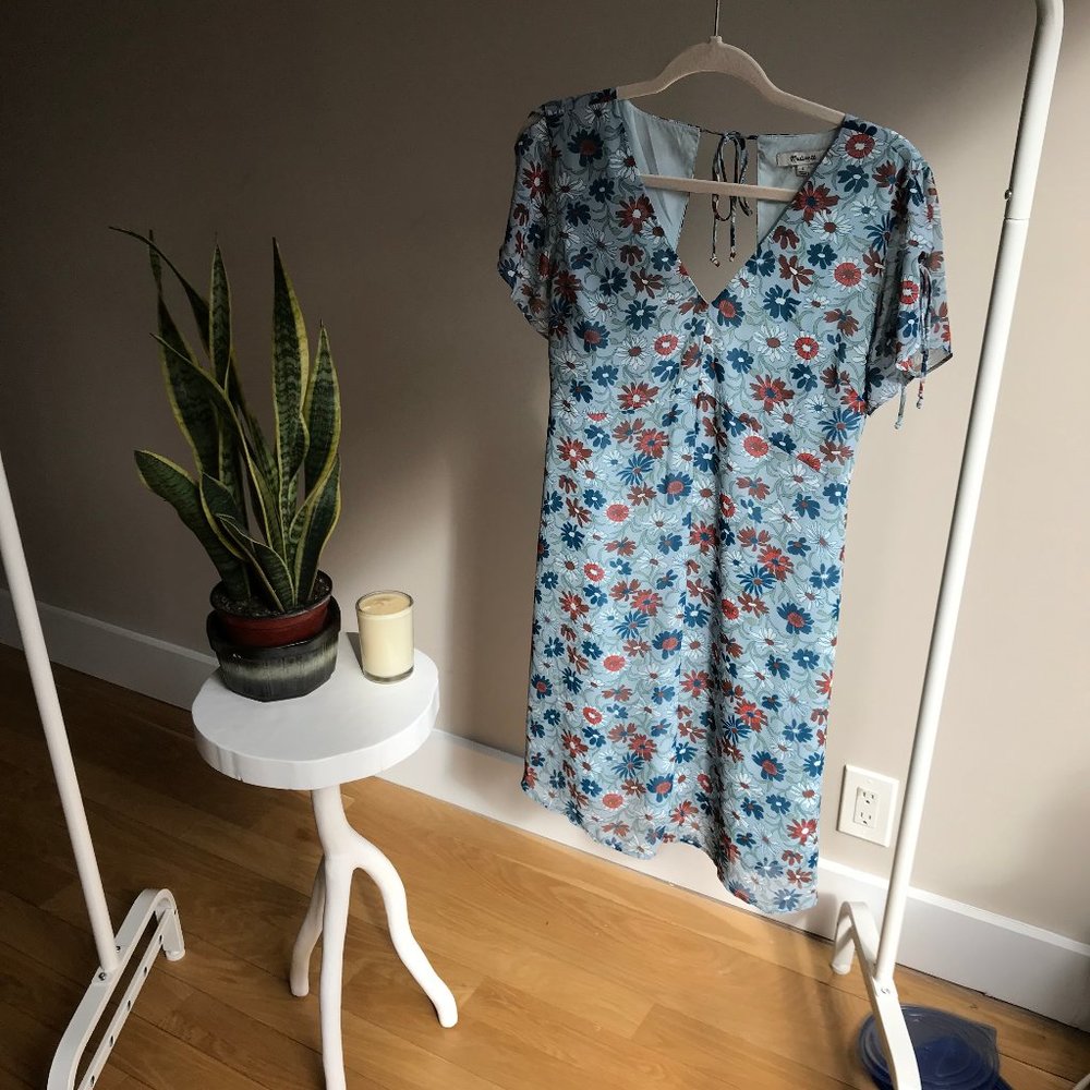 Madewell Light Blue Open-Back Mini Dress